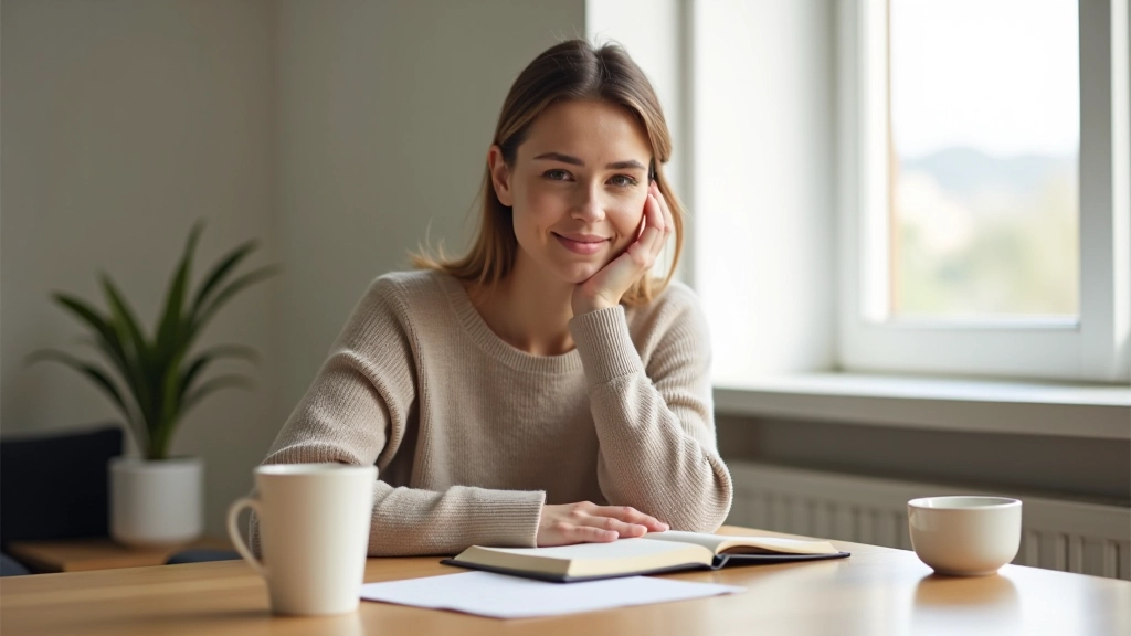 Pessoa estudando inglês com material educativo em uma mesa de trabalho moderna
